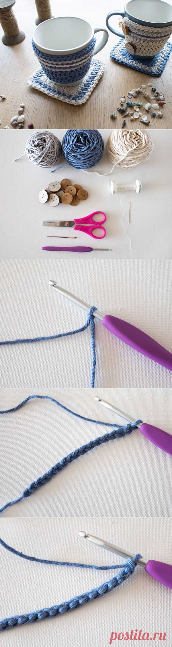 Подставки под чашки)Связать крючком.