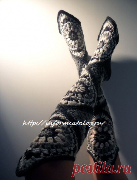 Носки из Мотивов «Бабушкин Квадрат» | Ниточка