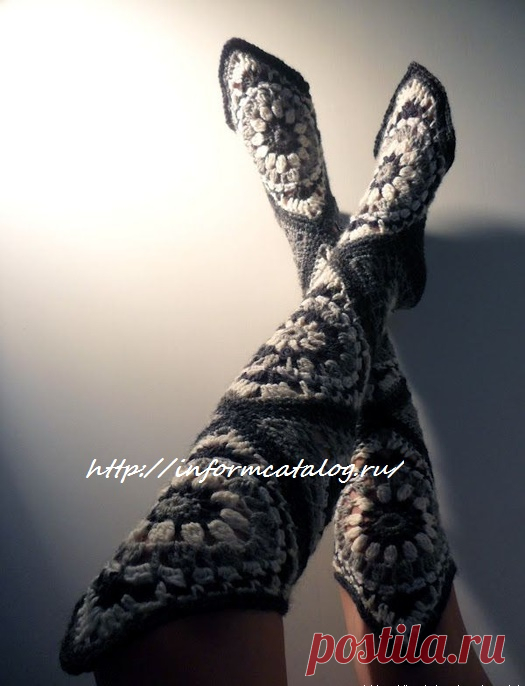 Носки из Мотивов «Бабушкин Квадрат» | Ниточка