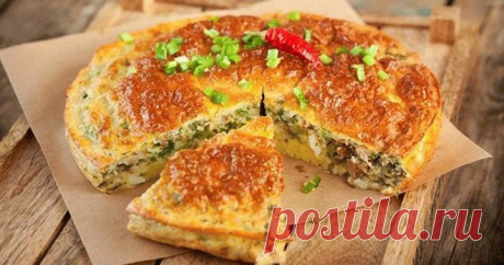 Пирог на кефире с сайрой и рисом