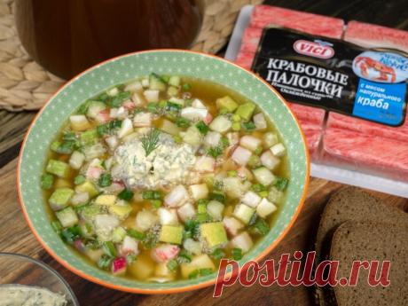 Окрошка с крабовыми палочками - Простые рецепты Овкусе.ру