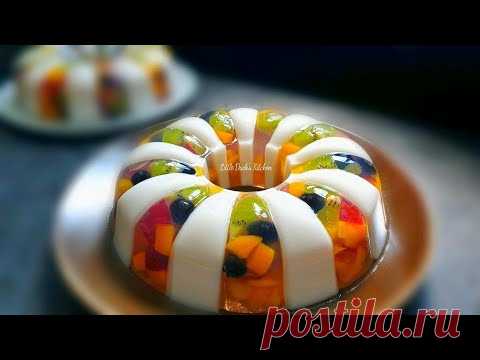 Красивый и вкусный рецепт фруктового желе  (Fruit Jelly Cake Recipe) #littleduckkitchen