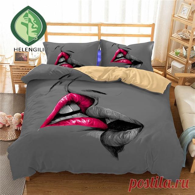 HELENGILI 3D Постельное белье с принтом губ постельное белье реалистичные постельное белье с наволочкой Постельный Комплект домашний текстиль # Z 06 купить на AliExpress