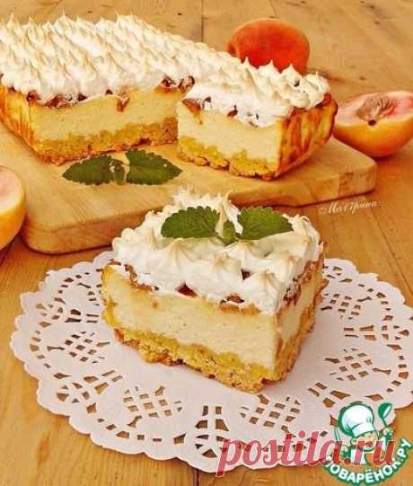 Творожной пирог с персиками