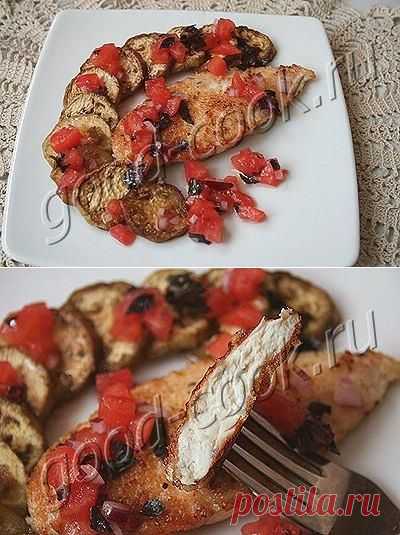 Хорошая кухня - жареная курица с печеными баклажанами под помидорным соусом. Кулинарная книга рецептов. Салаты, выпечка.