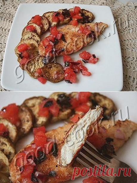 Хорошая кухня - жареная курица с печеными баклажанами под помидорным соусом. Кулинарная книга рецептов. Салаты, выпечка.