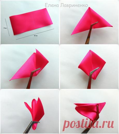 Лепестки из лент в технике канзаши