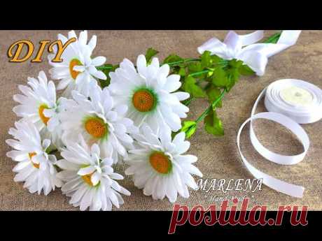 ПОДАРОК для МАМЫ своими руками 🌼 ЛЮБИМЫЕ РОМАШКИ 🌼 из лент. Ribbon Flowers DIY