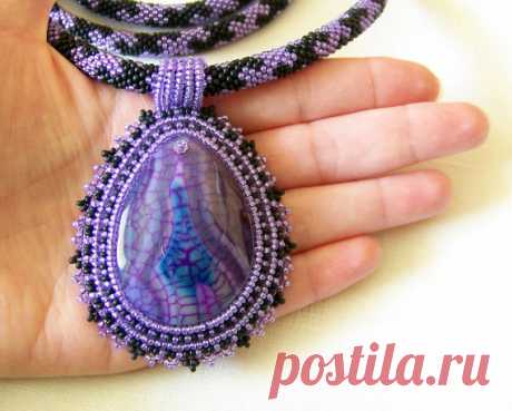 15% SALE Statement Beadwork Bead Embroidery Pendant от lutita