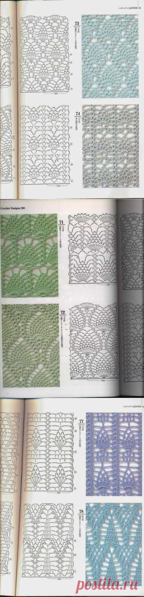 Irish crochet &amp;: Несколько схем ажура и ананасов