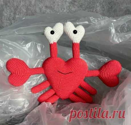 Краб Сердце крючком. Амигуруми схемы и описания. Автор: Оксана Громакова | IRINELY.ART