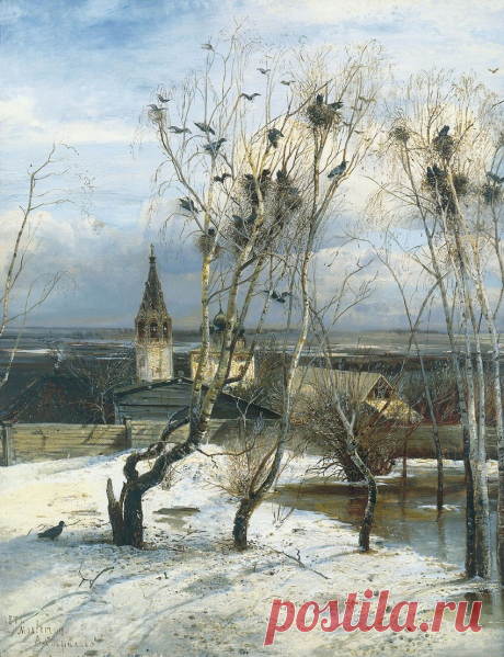 Саврасов, Грачи прилетели. Картина, фото, пейзаж