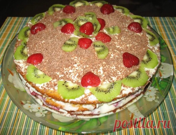 Cметанный тoрт с фруктами