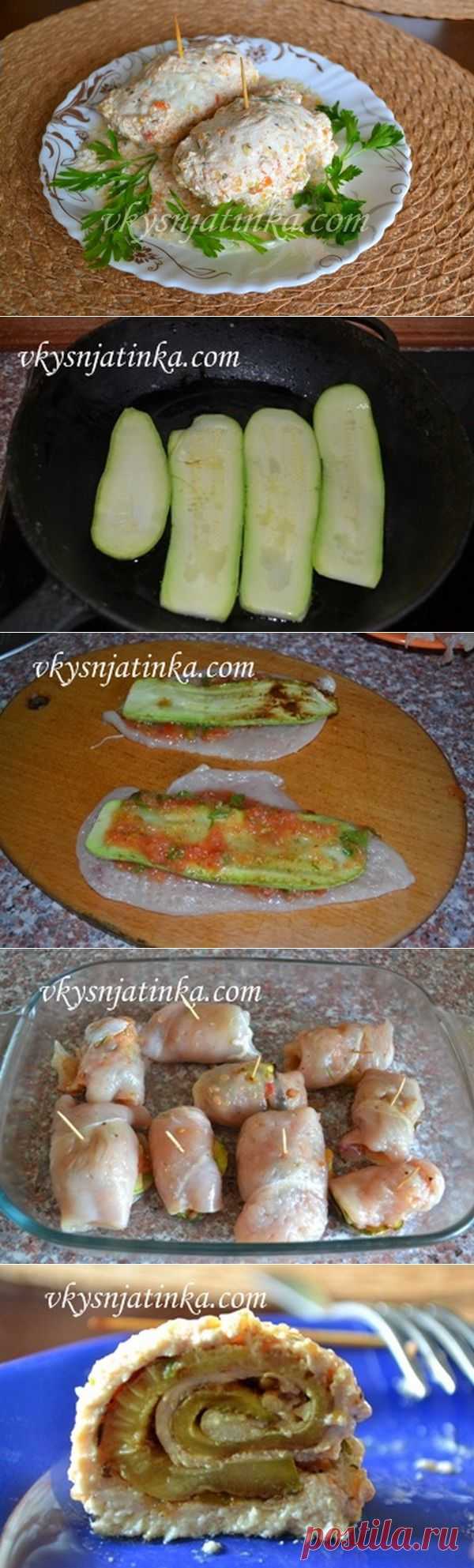 Рулеты из кабачков в духовке.