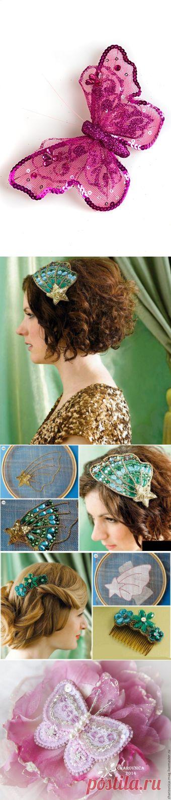 Вышитые броши, гребни и заколки — Рукоделие