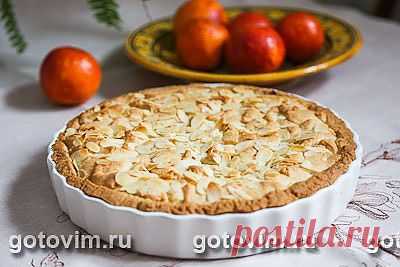 Песочный пирог с заварным кремом и миндальными хлопьями. Фото-рецепт / Готовим.РУ