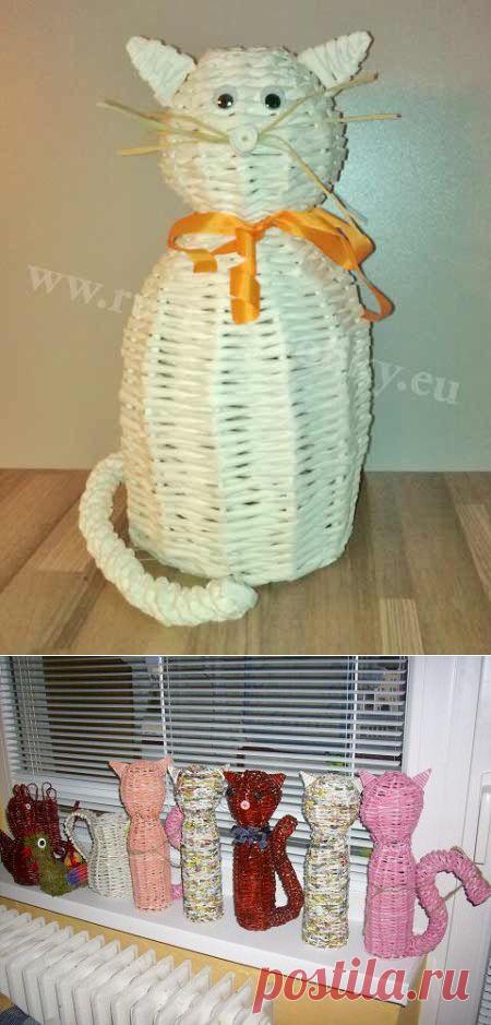 Кошечки из газет. Мастер-класс.