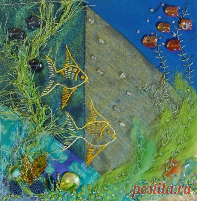 Россыпи декоративных стежков в технике крейзи-квилт — Рукоделие