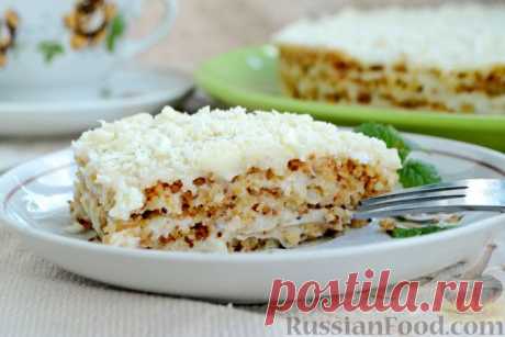 Торт из песочной крошки с заварным сметанным кремом (без выпечки)