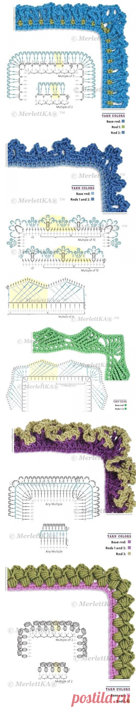 Around the Corner Crochet Borders: 150 видов обвязки края изделия - схемы
