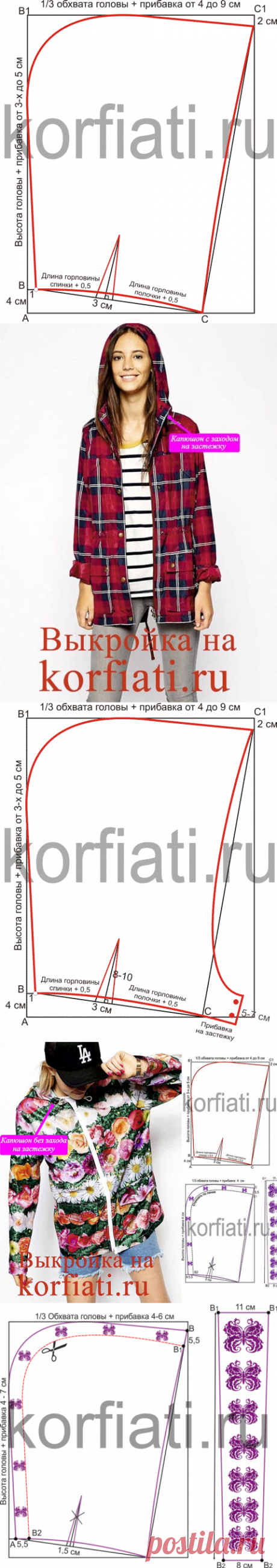 Выкройки капюшонов от ШКОЛЫ ШИТЬЯ А. Корфиати