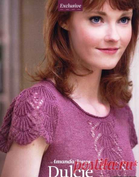Exclusive. Кофточка Dulcie с ажурным узором на рукавах спицами от дизайнера Amanda Jones