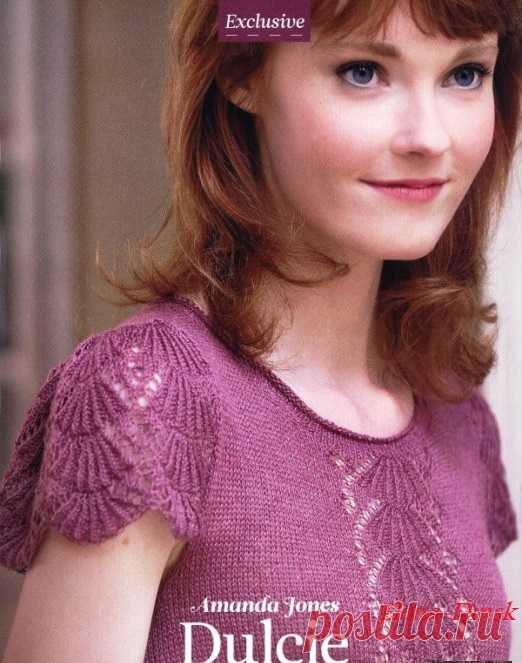Exclusive. Кофточка Dulcie с ажурным узором на рукавах спицами от дизайнера Amanda Jones