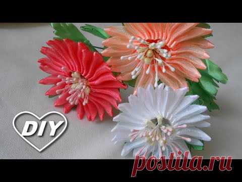Очаровательный цветок из ленты органзы МК/Charming ribbon flower/Flor de fita encantadora/РАР DIY