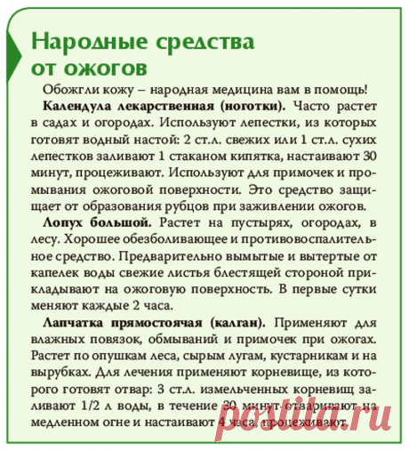Народные средства от ожогов