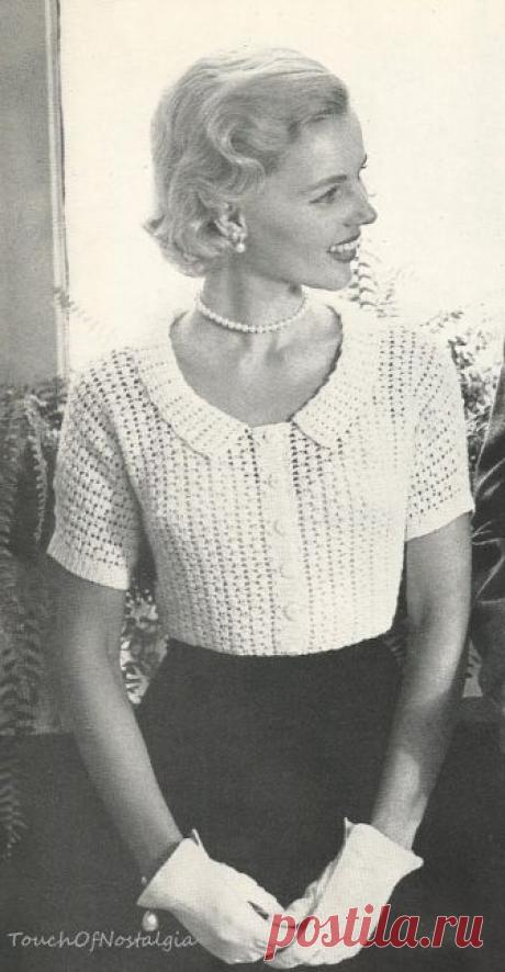 1950 LACY BLOUSE Crochet Pattern Vintage   by touchofnostalgia7