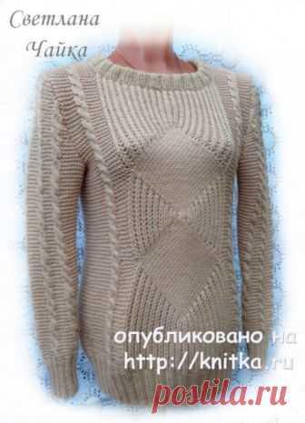 Женский джемпер Sand спицами. Работа Светланы Чайка, Вязание для женщин