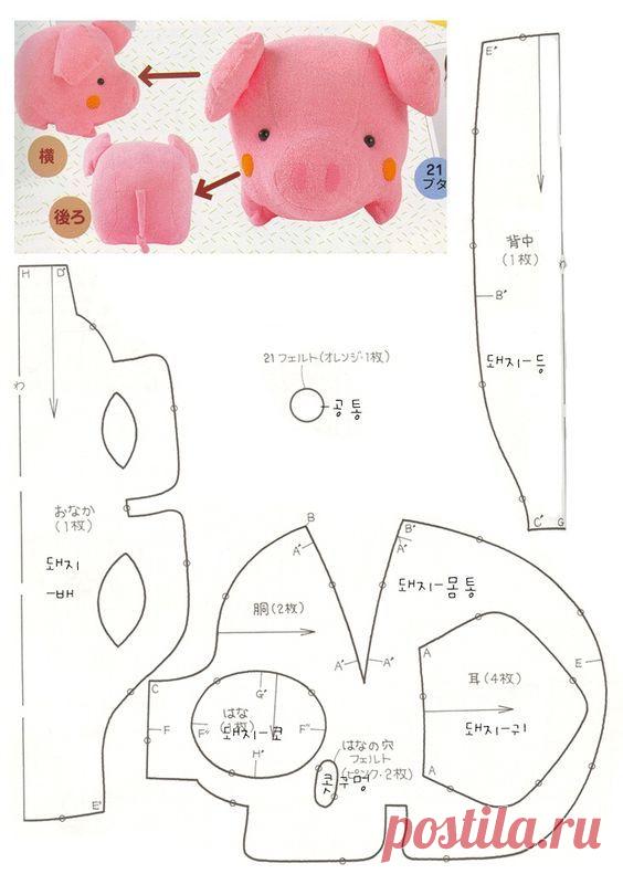 Как сделать поделку, игрушку свинку (хрюшу) из флиса, фетра?