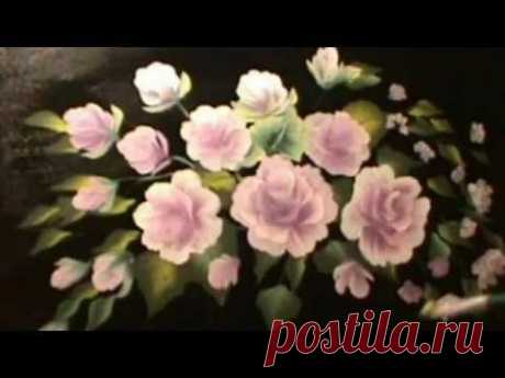 Розы акрилом №1- - техника двойного мазка. Roses in acrylics №1 - one stroke