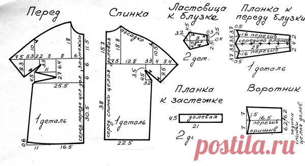 Блузка из гипюра, блузка с отделкой бейкой, блузка с отделкой фестонами, мода 1960 год
