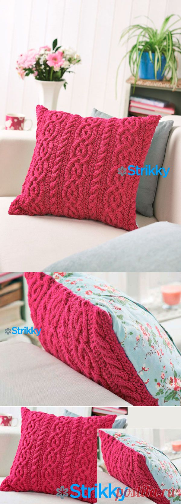 Подушка Hibiscus Twist от Lucinda Ganderton’, вязаная спицами | Strikky.ru