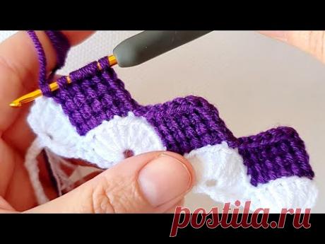 Bu modele bayılacaksınız Mor ve beyazın muhteşem uyumu Tunus tığ işi örgü modeli Tunisian krochet