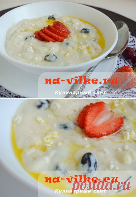 Манная каша с изюмом и творогом на завтрак - рецепт с фото