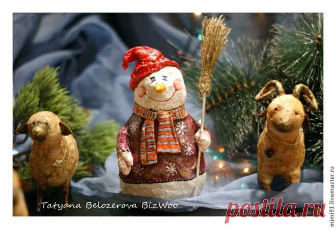 Мастер-класс: снеговик в технике ватного папье-маше Автор МК Белозёрова Татьяна (BizWoo)