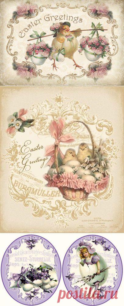 Пасхальные картинки для скрапбукинга и декупажа..