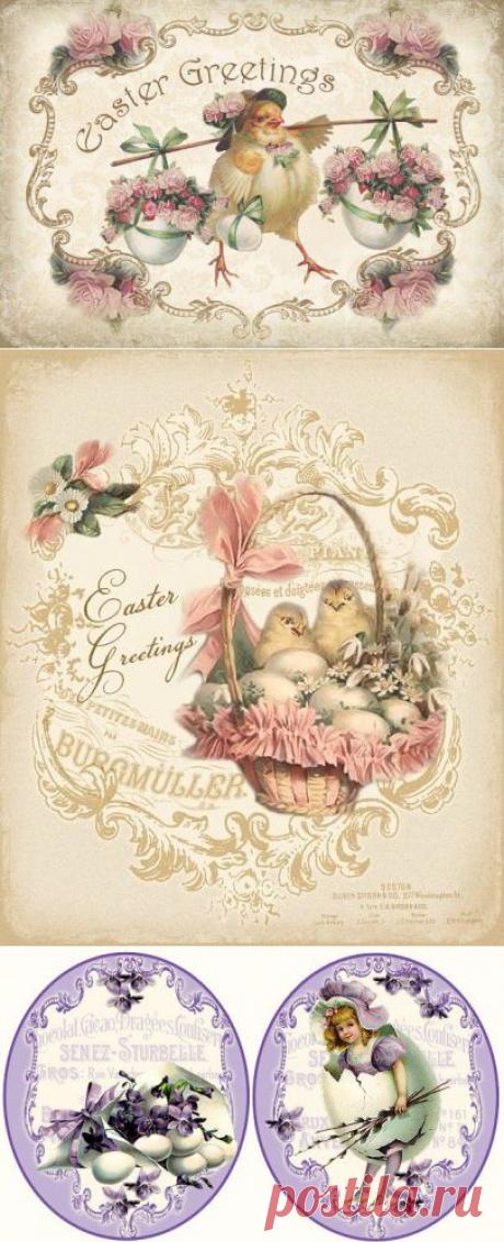 Пасхальные картинки для скрапбукинга и декупажа..