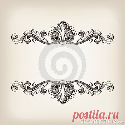 Урожай границу рамки каллиграфии Гравировка в стиле барокко Вектор Изображения - Изображение: 28392454