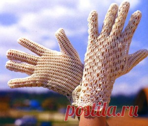 Ажурные перчатки, связанные крючком