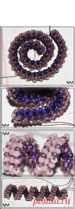 Плетение спирального квадратного жгута - Мастер-класс по плетению из бисера - Наталья - "Искусство отражения".