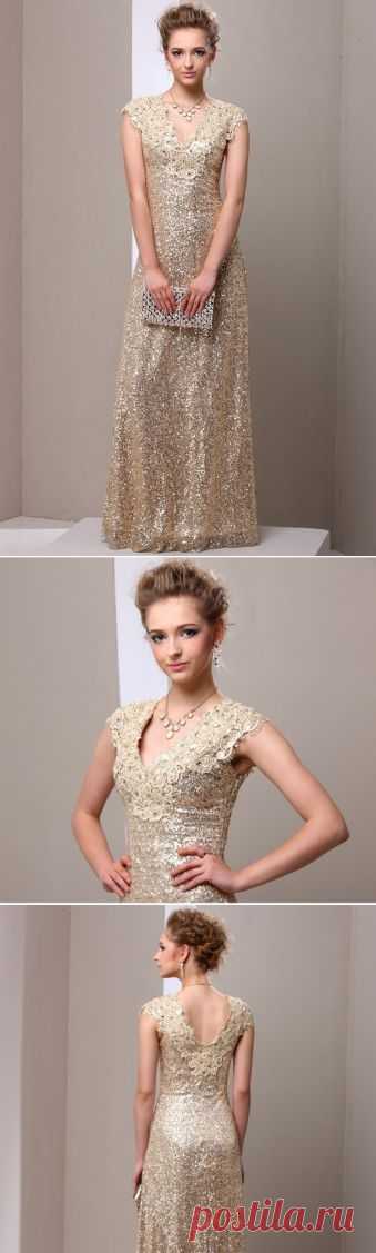 gown evening dress Picture - More Detailed Picture about 2014 New Fashion Hot Sale Golden Sequined V Neck Long Evening Dresses Floor Length Party Gowns vestidos de fiesta Free Shipping Picture in Prom Dresses from Happy Like You | Aliexpress.com | Alibaba Group