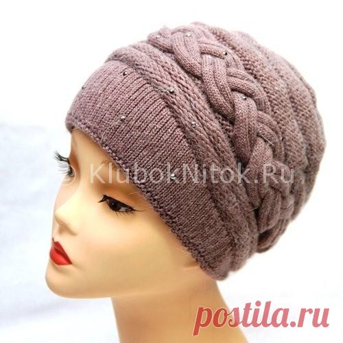 Шапка с косой | Вязание для женщин | Вязание спицами и крючком. Схемы вязания.