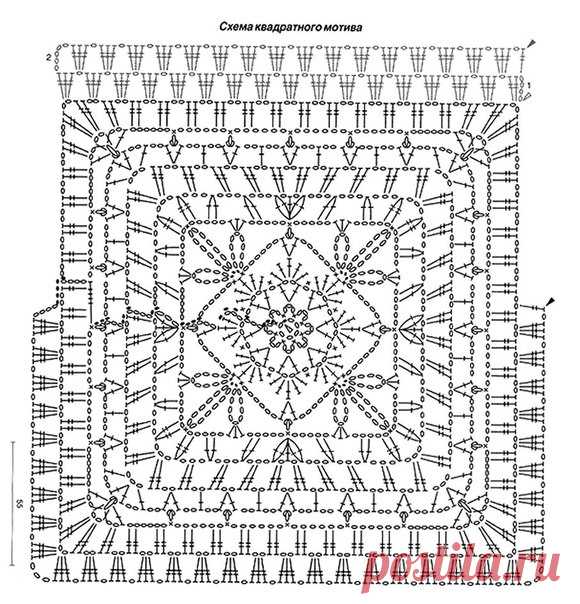 КВАДРАТНЫЕ МОТИВЫ КРЮЧКОМ. СХЕМЫ.