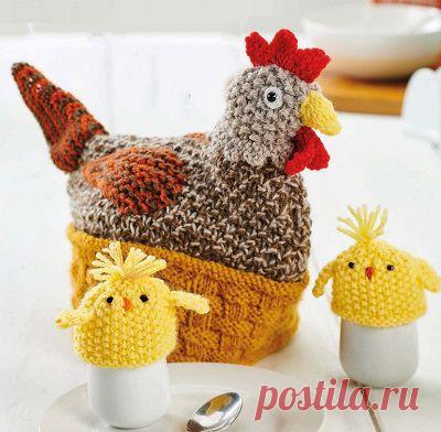 Грелки для чайника и для яиц «Курочка с цыплятами» | DAMские PALьчики. ru