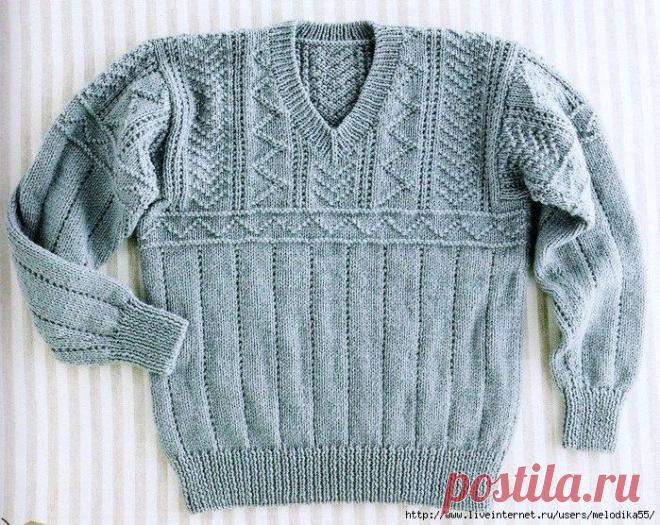 Спицы.Мужской джемпер.