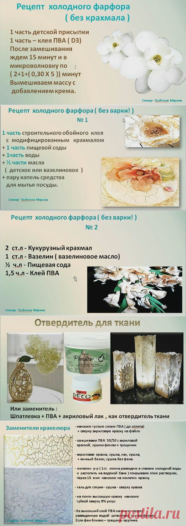 Полезные рецепты для декорирования и лепки от М.Трублиной.