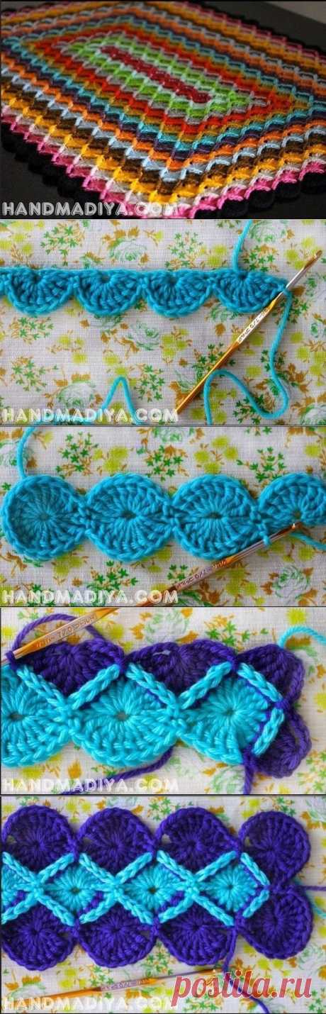 Прямоугольный плед баварской вязкой